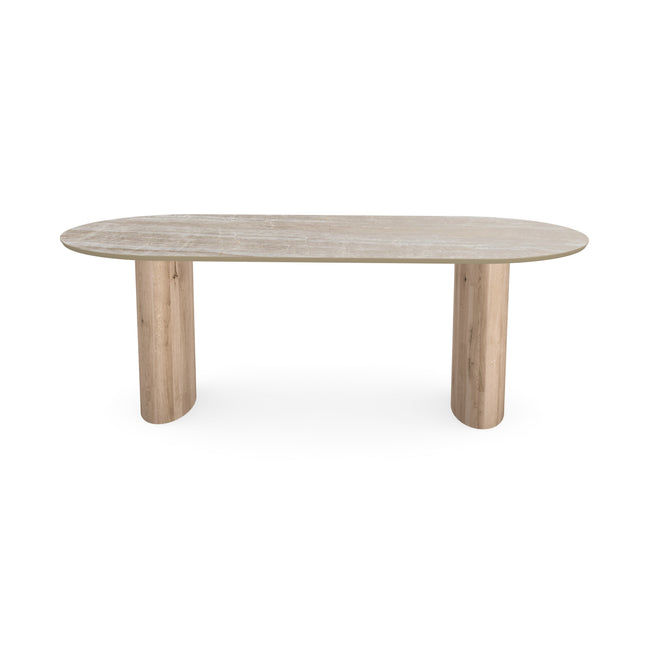 Keramik-Esstisch Taj Mahal - Flach oval - Freya Natur