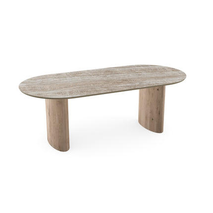 Keramik-Esstisch Taj Mahal - Flach oval - Freya Natur