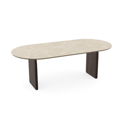 Esstisch aus Keramik Hermitage Arena - Flach oval - Flip Walnussbraun 2x