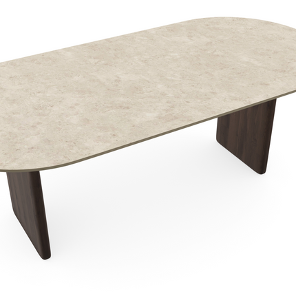 Esstisch aus Keramik Hermitage Arena - Flach oval - Flip Walnussbraun 2x