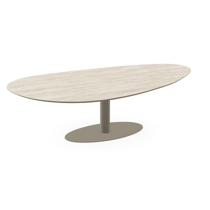 Keramiek eettafel Travertino - Kiezel A - Giro ovaal licht bruin