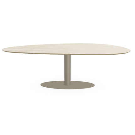Keramiek eettafel Travertino - Kiezel A - Giro ovaal licht bruin