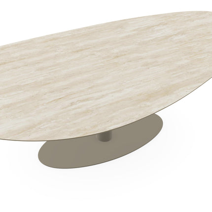 Keramiek eettafel Travertino - Kiezel A - Giro ovaal licht bruin