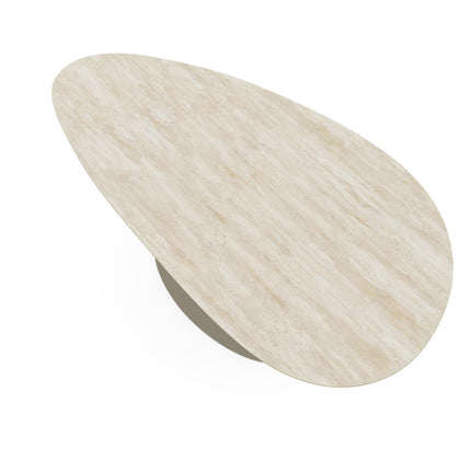Keramiek eettafel Travertino - Kiezel A - Giro ovaal licht bruin