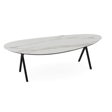 Keramik-Esstisch Calacatta matt - Kiesel A - Scissor Schwarz