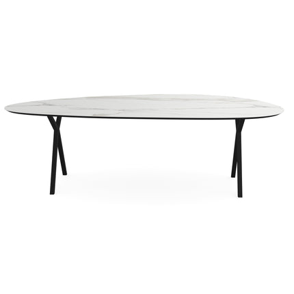 Keramik-Esstisch Calacatta matt - Kiesel A - Scissor Schwarz