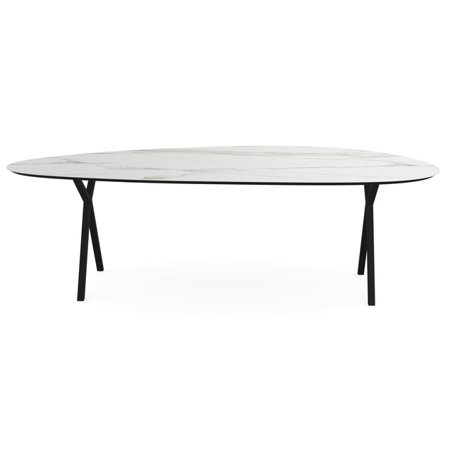 Keramiek eettafel calacatta mat - Kiezel A - Scissor zwart