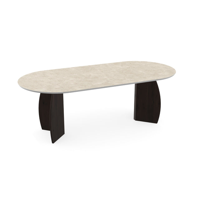 Keramiek eettafel hermitage arena - Plat ovaal - Maan walnut brown 2x