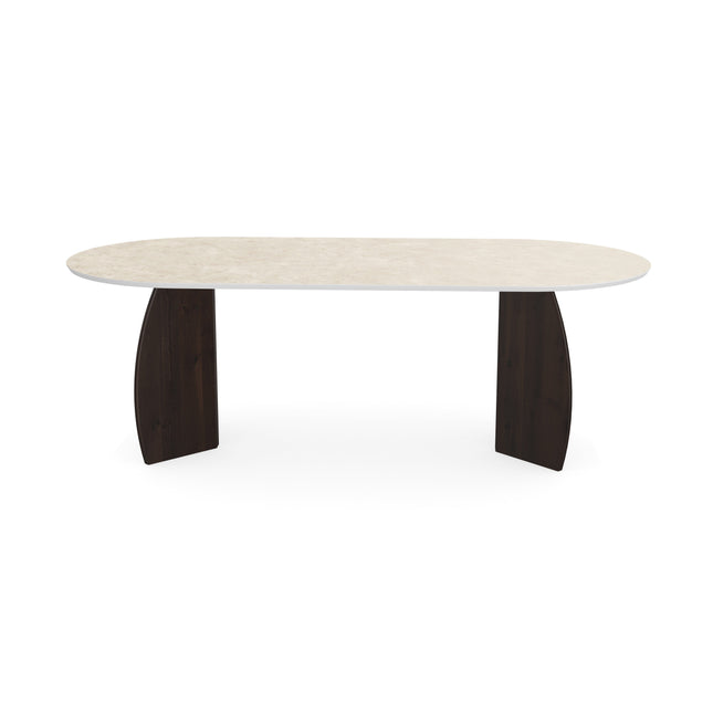 Keramiek eettafel hermitage arena - Plat ovaal - Maan walnut brown 2x