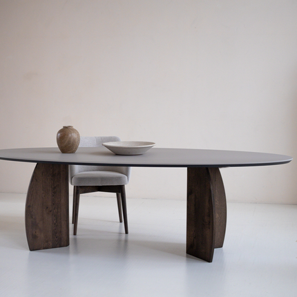 Fenix-Esstisch Beige Arizona - Oval - Maan Nussbaum dunkelbraun