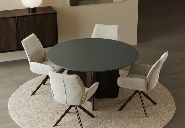 Fenix eettafel Verde Comodoro - Rond - Maan walnut brown 2x