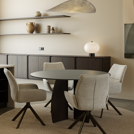 Fenix eettafel Verde Comodoro - Rond - Maan walnut brown 2x