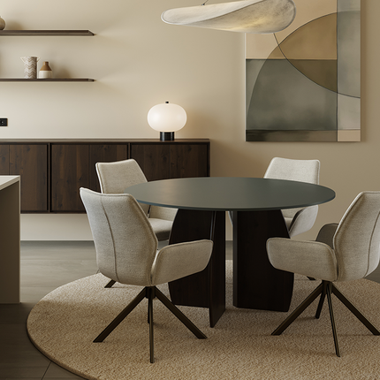 Fenix eettafel Verde Comodoro - Rond - Maan walnut brown 2x