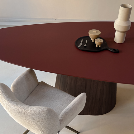 Fenix-Esstisch Rosso Jaipur - Kiesel B - Maan Nussbaum dunkelbraun