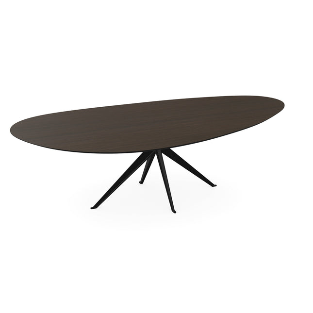 Melamine eettafel eiken bruin - kiezelvorm met zwart onderstel