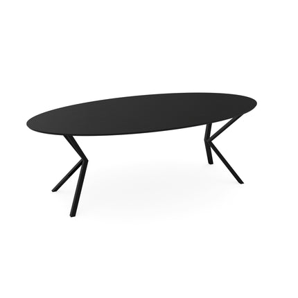 Melamin-Esstisch Eiche schwarz - oval - VV-Gestell
