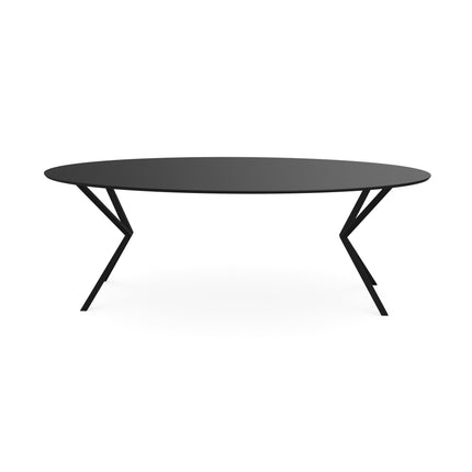 Melamin-Esstisch Eiche schwarz - oval - VV-Gestell