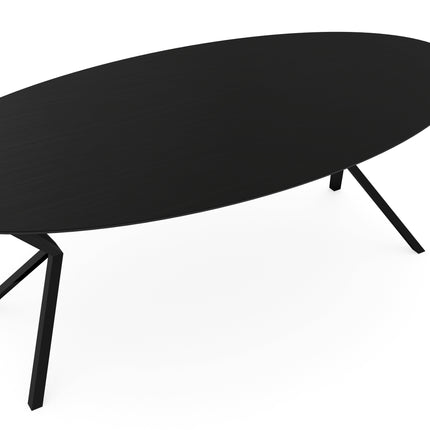 Melamin-Esstisch Eiche schwarz - oval - VV-Gestell