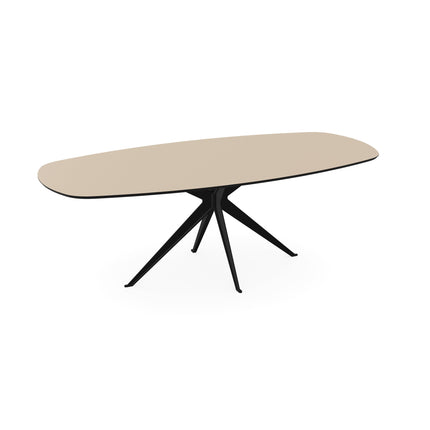 Melamin-Esstisch beige - dänisches Oval - Anna schwarz