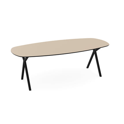 Melamin-Esstisch beige - dänisch oval - Scissor schwarz
