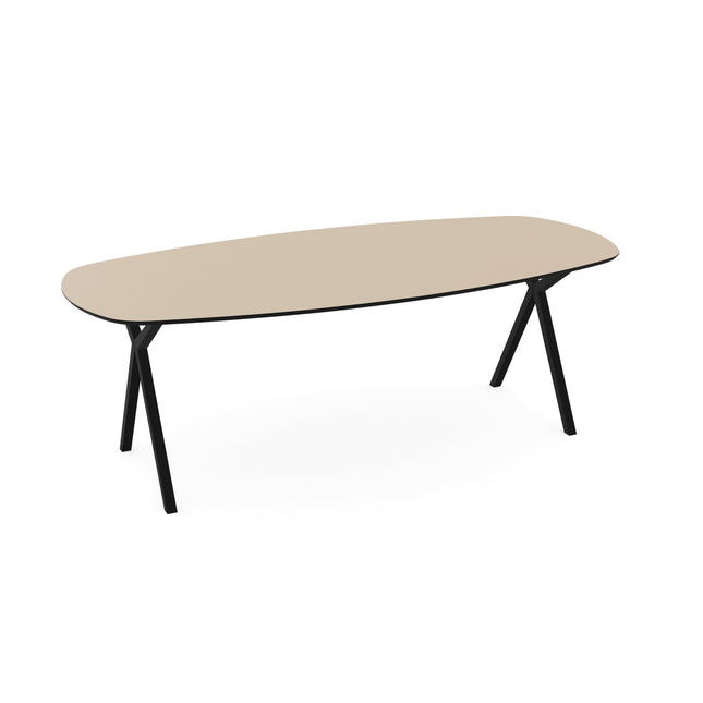 Melamin-Esstisch beige - dänisch oval - Scissor schwarz
