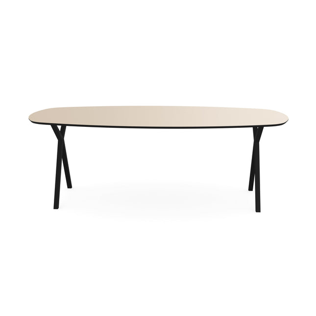 Melamin-Esstisch beige - dänisch oval - Scissor schwarz