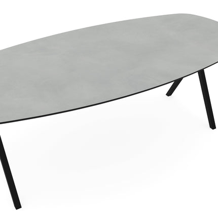 Melamin-Esstisch Betonoptik hell - dänisch oval - Scissor schwarz