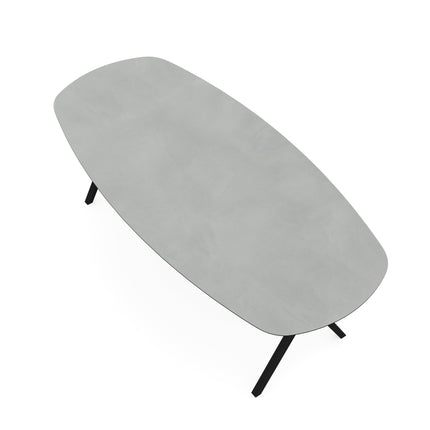 Melamin-Esstisch Betonoptik hell - dänisch oval - Scissor schwarz