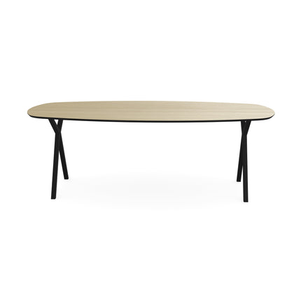 Melamine eettafel eiken licht - Deens ovaal - Scissor zwart