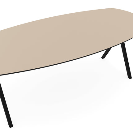 Melamin-Esstisch beige - dänisch oval - Scissor schwarz