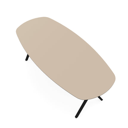 Melamin-Esstisch beige - dänisch oval - Scissor schwarz
