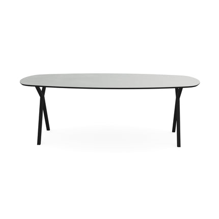 Melamin-Esstisch Betonoptik hell - dänisch oval - Scissor schwarz