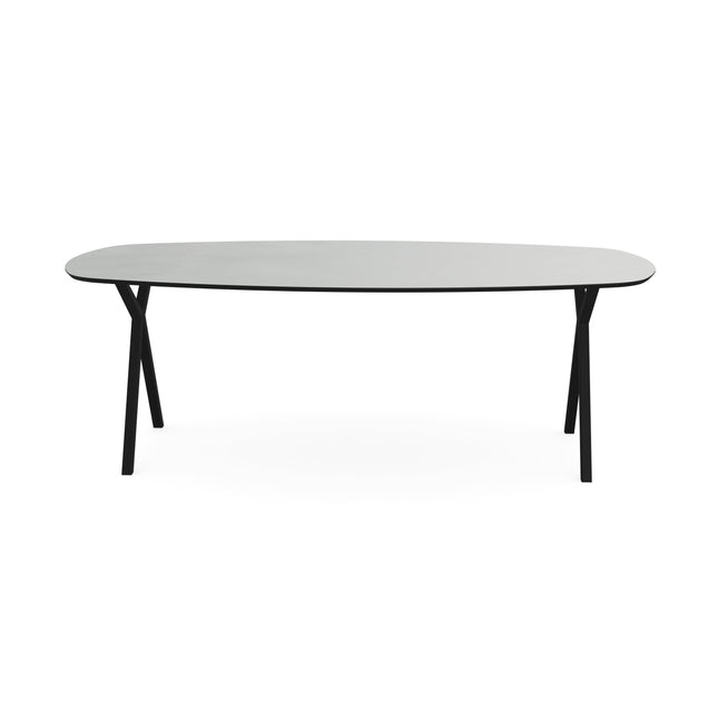 Melamin-Esstisch Betonoptik hell - dänisch oval - Scissor schwarz