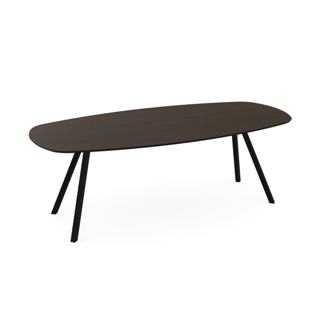 Melamine eettafel eiken bruin - Deens ovaal - Schuine i onderstel