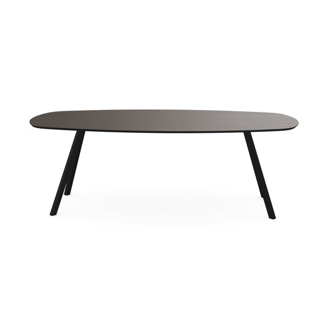 Melamine eettafel eiken bruin - Deens ovaal - Schuine i onderstel