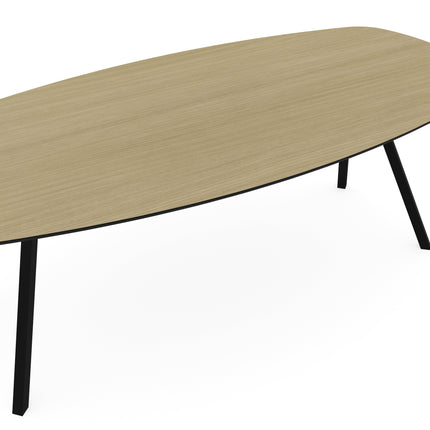 Melamine eettafel eiken licht - Deens ovaal - Schuine i onderstel