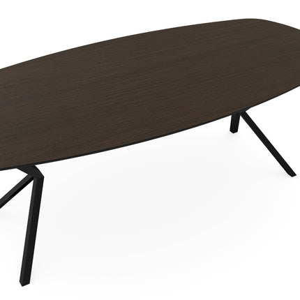 Melamine eettafel eiken bruin - Deens ovaal - VV onderstel