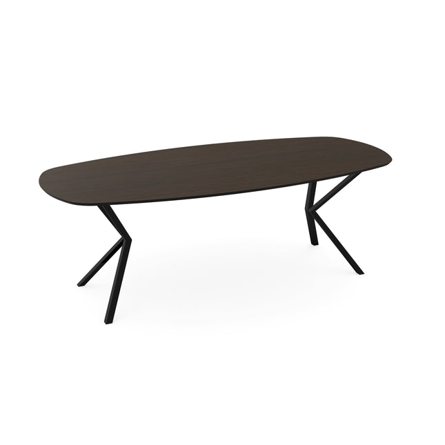 Melamine eettafel eiken bruin - Deens ovaal - VV onderstel