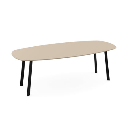 Melamin-Esstisch beige – dänisch oval mit I-Gestell