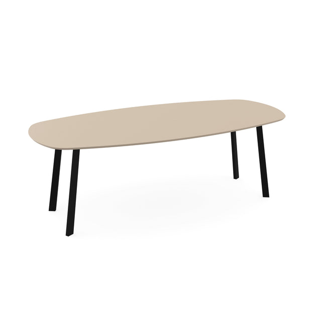 Melamin-Esstisch beige – dänisch oval mit I-Gestell