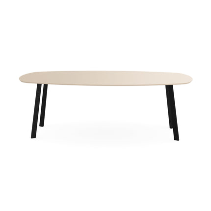 Melamin-Esstisch beige – dänisch oval mit I-Gestell