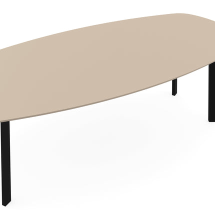 Melamin-Esstisch beige – dänisch oval mit I-Gestell