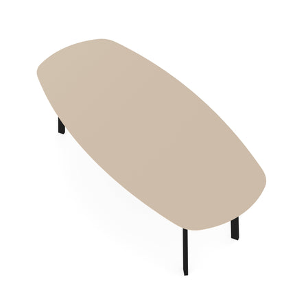 Melamin-Esstisch beige – dänisch oval mit I-Gestell