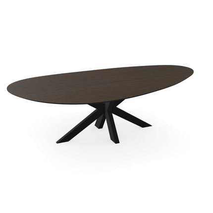 Melamine eettafel eiken bruin - Kiezel Type A - Matrix dun onderstel