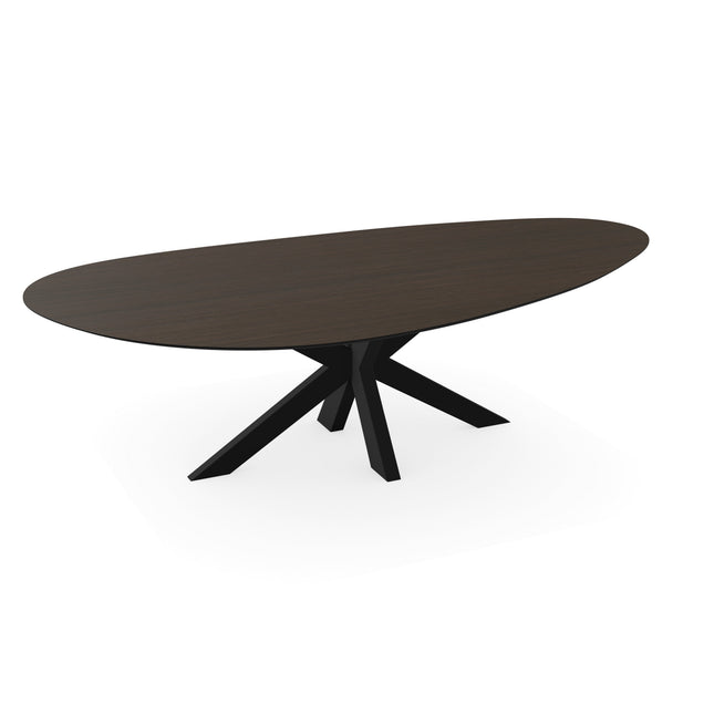 Melamine eettafel eiken bruin - Kiezel Type A - Matrix dun onderstel
