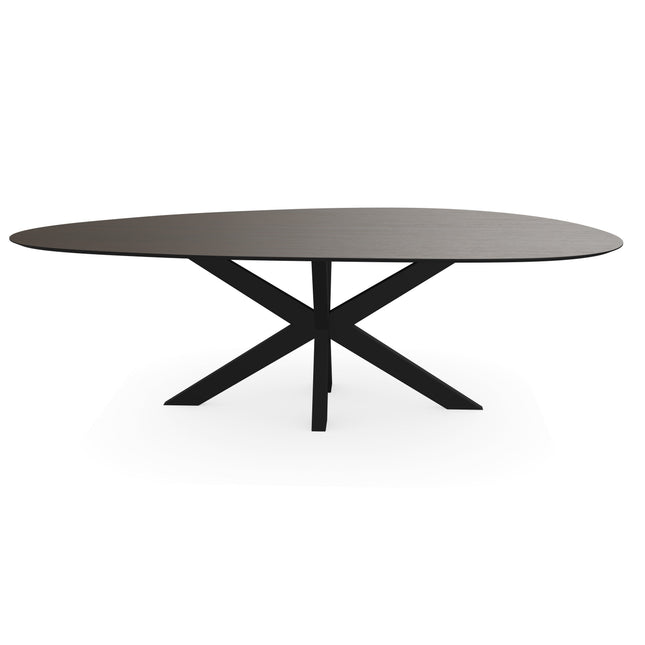 Melamine eettafel eiken bruin - Kiezel Type A - Matrix dun onderstel