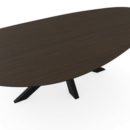 Melamine eettafel eiken bruin - Kiezel Type A - Matrix dun onderstel