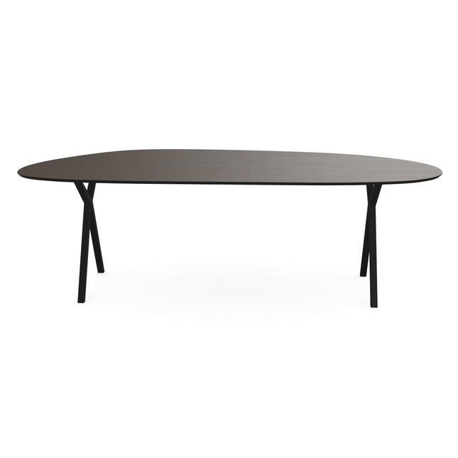 Melamine eettafel eiken bruin - Organisch Type A - Scissor onderstel