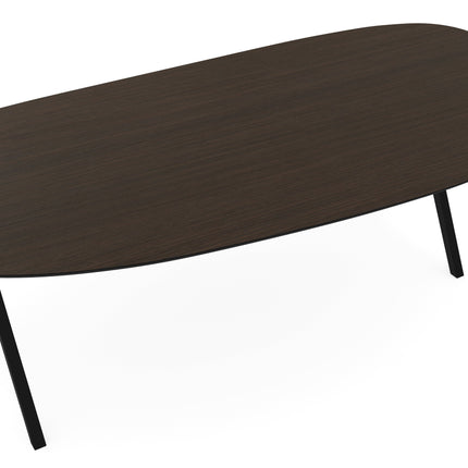 Melamine eettafel eiken bruin - Organisch Type A - Scissor onderstel
