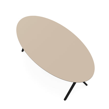 Melamin-Esstisch Beige - Oval - Scherenfuß